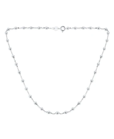 Bling Jewelry Dainty Sterling Silver Petite 3MM Round Bead Station Ball Necklace Shinny 16 Inch