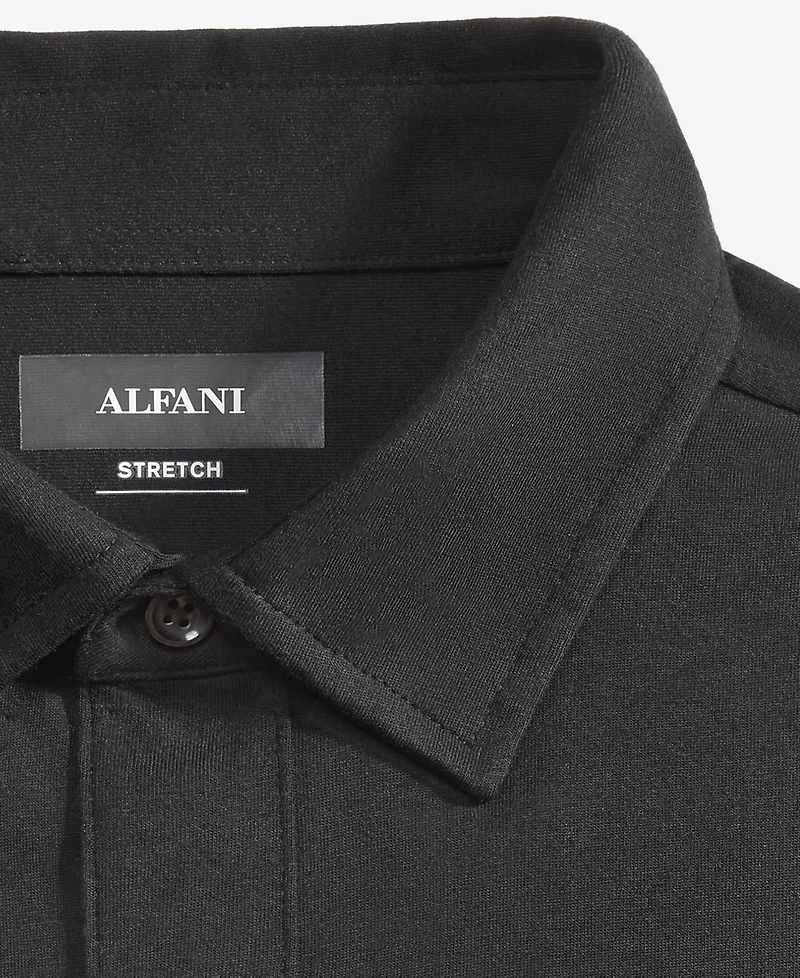Alfani Men's Classic-Fit Heathered Jersey-Knit Button-Down Shirt, Created for Macy's