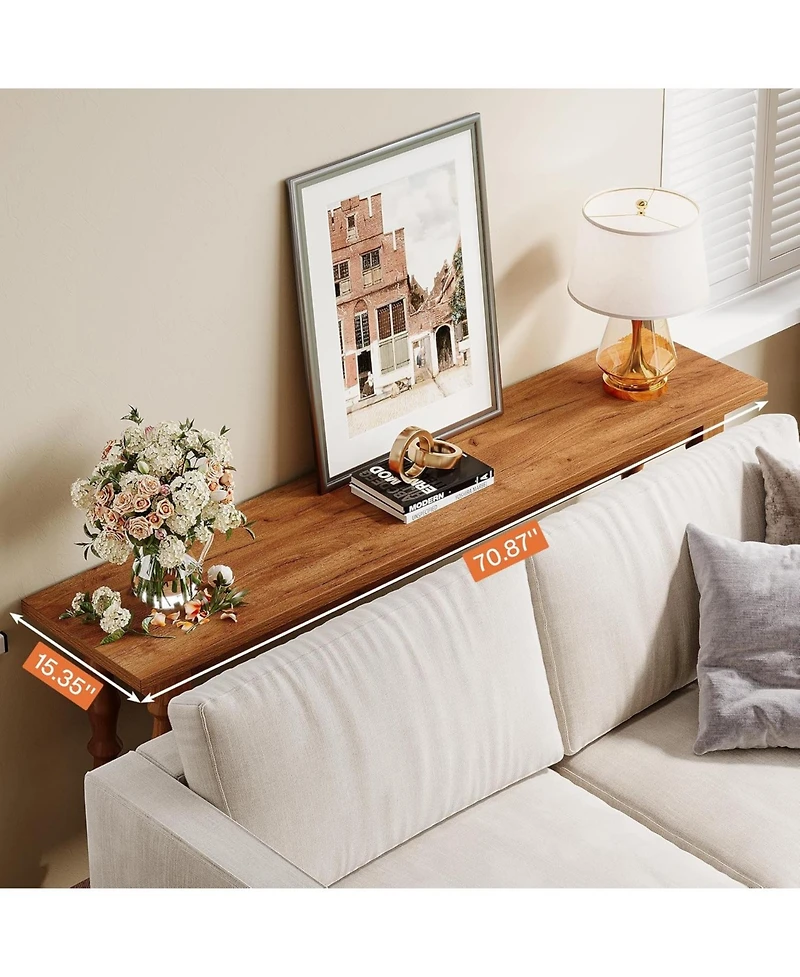 Tribesigns 70.9-Inch Extra Long Console Table for Entryway, Narrow Sofa Table Behind Couch with Solid Wood Legs, Entry Accent Table