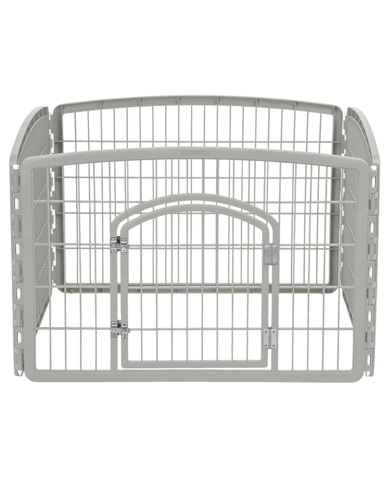 Iris Usa 24-inch Exercise 4-Panel Pet Playpen with Door, Silver