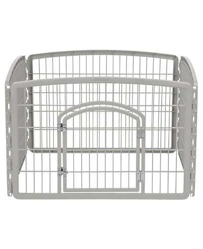 Iris Usa 24-inch Exercise 4-Panel Pet Playpen with Door, Silver