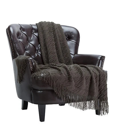 Chanasya Premium Rust Brown Throw Blanket With Tassels