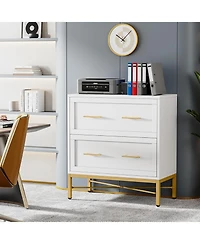 Tribesigns 2 Drawer File Cabinet, Modern White Lateral Filing Cabinet for Letter/Legal/A4 Size, Large File Storage Cabinets Printer Stand with Storage