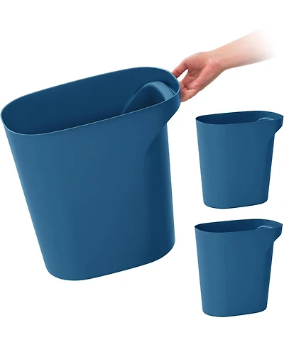 Iris Usa 6 Gallon / 24 Quart Plastic Wastebasket Garbage Trash Cans, 3-Pack, with Handles for Home Office Kitchen Bedroom Bathroom, Navy