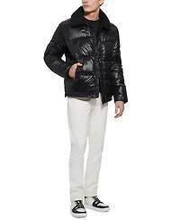 Guess Men's Puffer Jacket with Sherpa Collar