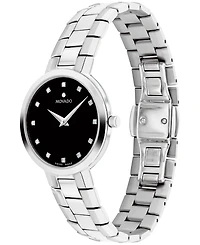 Movado Women's Faceto Swiss Quartz Stainless Steel Diamond Accent Watch 28mm