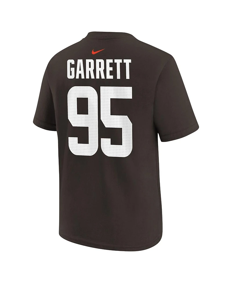 Nike Big Boys and Girls Myles Garrett Brown Cleveland Browns Player Name Number T-Shirt