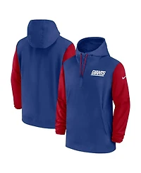 Nike Men's Royal/Red New York Giants 2024/25 Sideline Pre-Game Player 1/2-Zip Hoodie Jacket
