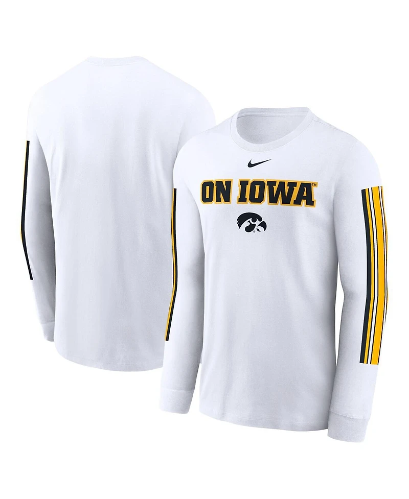 Nike Men's White Iowa Hawkeyes Local Spirit Slogan Long Sleeve T-Shirt