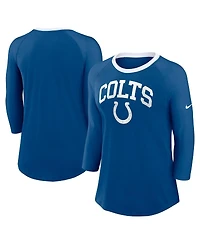 Nike Women's Royal Indianapolis Colts Raglan 3/4 Sleeve T-Shirt