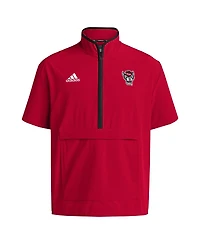 Adidas Men's Red Nc State Wolfpack Coaches Sideline Half-Zip Short Sleeve Jacket