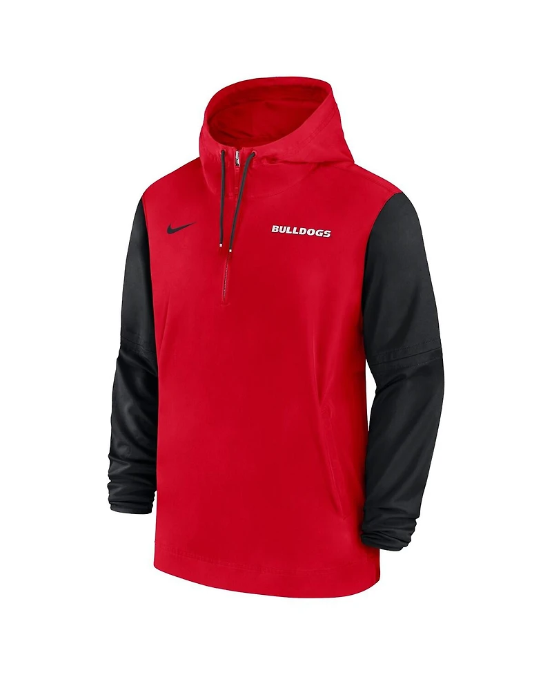 Nike Men's Red Georgia Bulldogs 2024 Sideline Pregame Player Half-Zip Hoodie