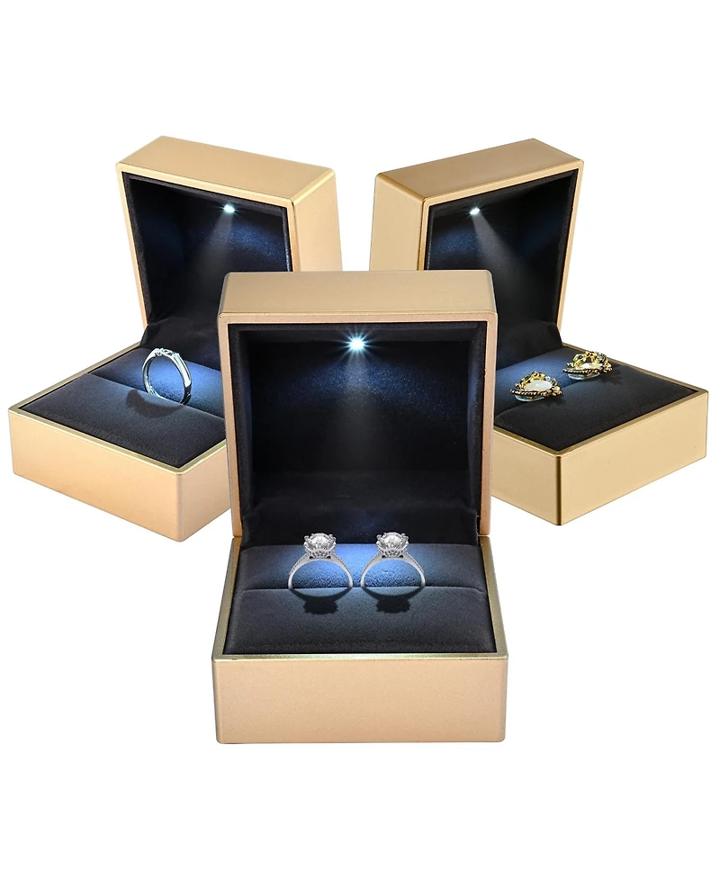 Portable Led Ring Box Jewelry Wedding Engagement Proposal Lighted Ear Ring Case
