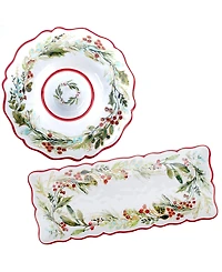 Certified International Christmas Gatherings 2-Pc. Melamine Appetizer Set