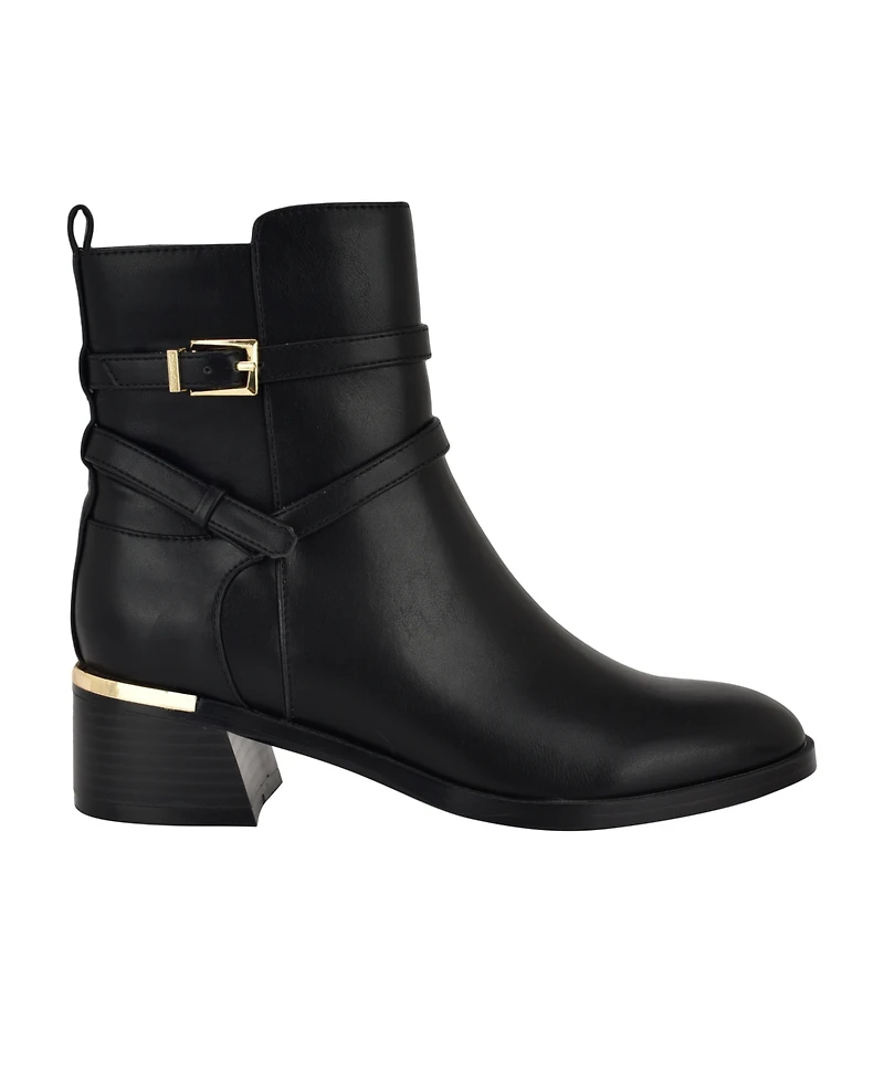 Calvin Klein Women's Jasen Buckle Strap Block Heel Booties