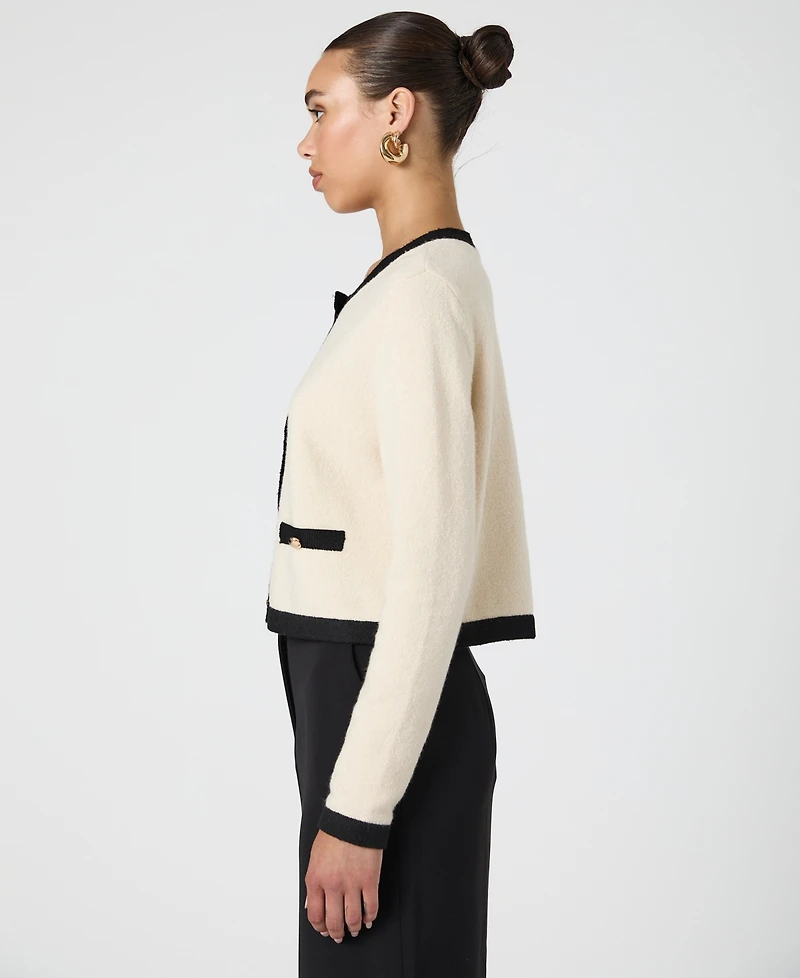 French Connection Women's Vhari Contrast-Trim Button-Up Cardigan Sweater