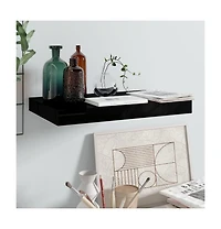 vidaXL Floating Wall Shelf High Gloss Black 15.7"x9.1"x1.5" Mdf