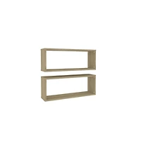 vidaXL Wall Cube Shelves 2 pcs 23.6"x5.9"x9.1" Engineered Wood