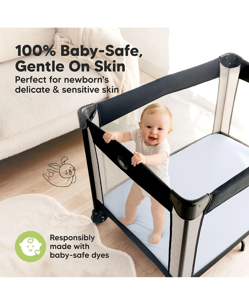 KeaBabies 2-Pack Mini Crib Sheets, Pack and Play Sheets Fitted, N Organic Fitted Sheet Cover