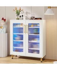 Tribesigns Buffet Cabinet with Acrylic Doors and Led Light for Living Room, Kitchen