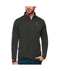 Antigua Men's Charcoal Los Angeles Angels Tribute Quarter-Zip Pullover Top