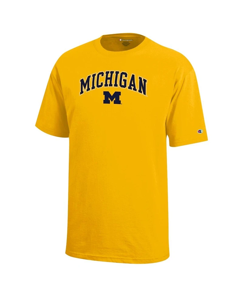 Champion Big Boys and Girls Maize Michigan Wolverines Arch Over Logo T-Shirt