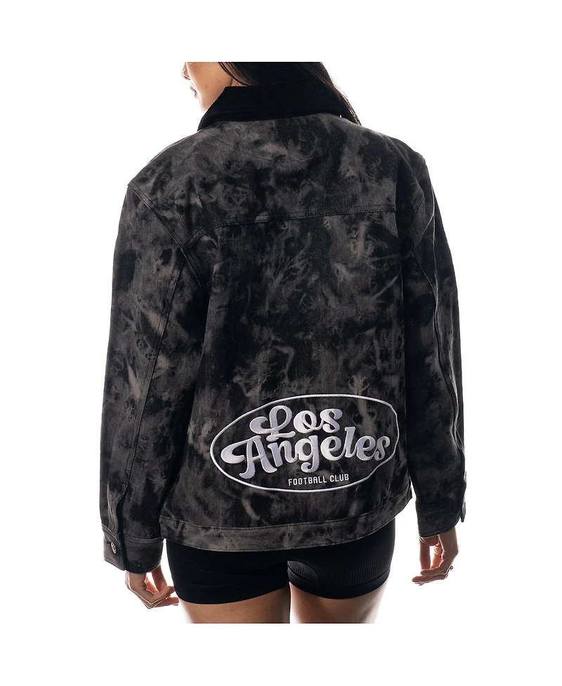 The Wild Collective Women's Black Lafc Tie-Dye Button-Up Denim Jacket