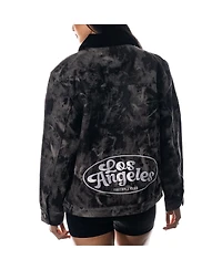 The Wild Collective Women's Black Lafc Tie-Dye Button-Up Denim Jacket