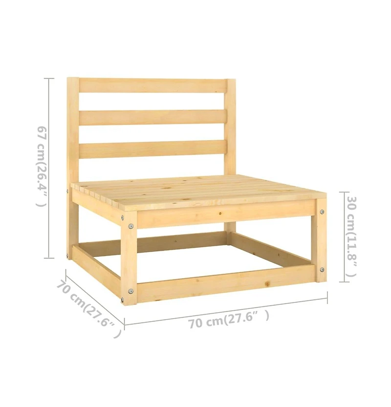 vidaXL 2 Piece Patio Lounge Set with Cushions Solid Pinewood