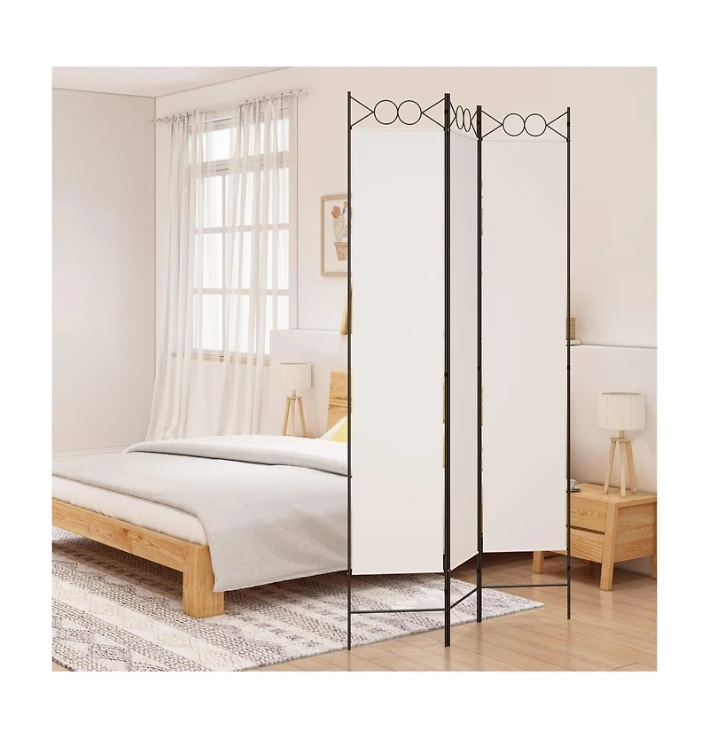 vidaXL 3-Panel Room Divider White 47.2"x86.6" Fabric