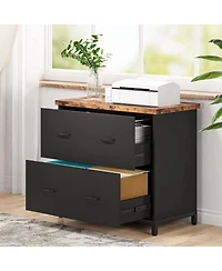 Tribesigns 2-Drawer File Cabinet, Wood Lateral Filing Cabinet, Home Office File Cabinet for A4, Letter Size