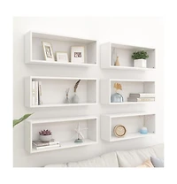 vidaXL Wall Cube Shelves 6 pcs 23.6"x5.9"x9.1" Engineered Wood