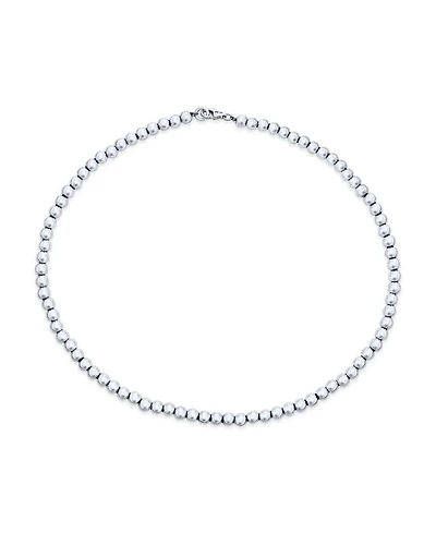 Bling Jewelry Simple Sterling Silver Small 6MM Round Bead Station Ball Necklace Shinny 18 Inch