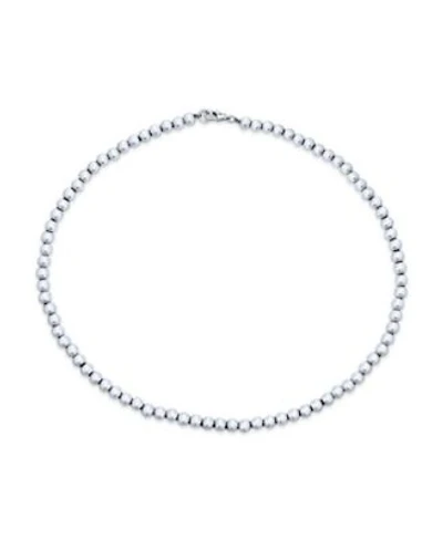Bling Jewelry Simple Sterling Silver Small 6mm Round Bead Station Ball Necklace For Women Shinny 16 Inch