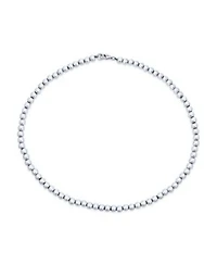 Bling Jewelry Simple Sterling Silver Small 6mm Round Bead Station Ball Necklace For Women Shinny 16 Inch