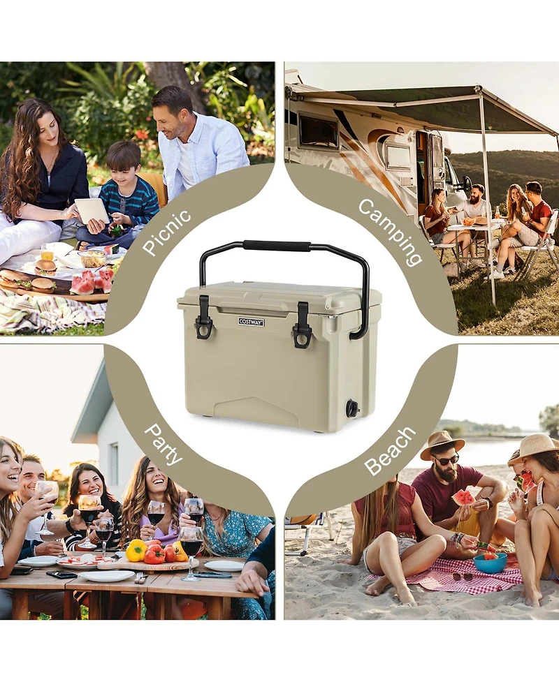 25 Qt Portable Cooler Rotomolded Ice Chest Insulated Box