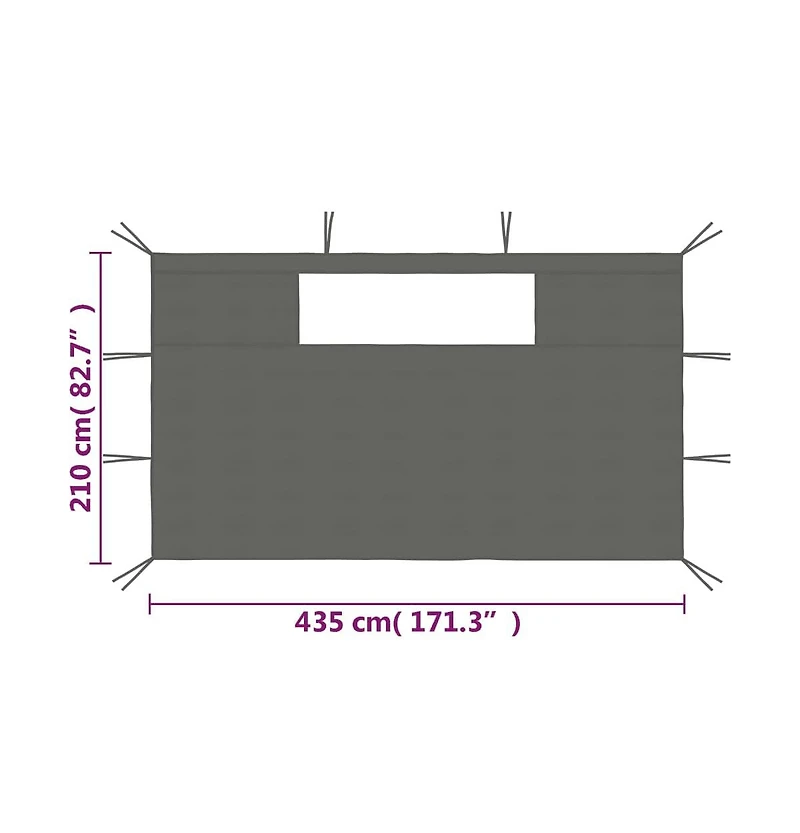 Gazebo Sidewalls with Windows 2 pcs Anthracite