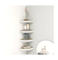 vidaXL Wall Corner Shelves 4 pcs Oak and White 13.7"x13.7"x1.4" Mdf