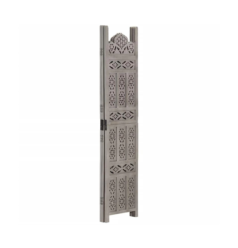 vidaXL Hand carved 3-Panel Room Divider 47.2"x65" Solid Mango Wood