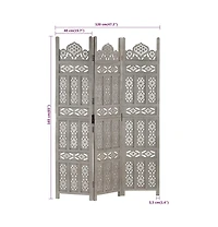vidaXL Hand carved 3-Panel Room Divider 47.2"x65" Solid Mango Wood