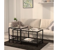 vidaXL Tea Tables 2 pcs Tempered Glass Black