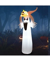 Vebreda 6 Feet Halloween Inflatable Blow Up Ghost with Pumpkin and Led Lights