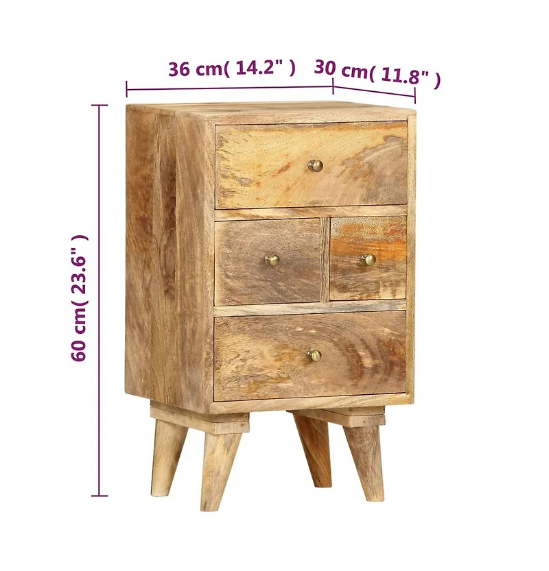 vidaXL Bedside Cabinet 14.2"x11.8"x23.6" Solid Mango Wood