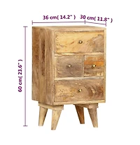 vidaXL Bedside Cabinet 14.2"x11.8"x23.6" Solid Mango Wood