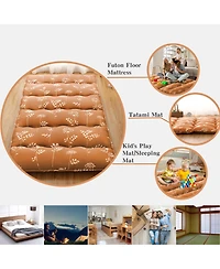 Caromio Futon Mattress Twin Size, Floral Print Floor Pad Portable Dorm Sleeping Pad, 39"x 80"