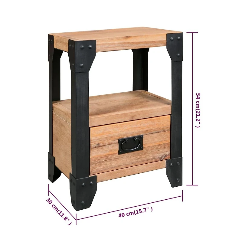 Nightstand Brushed Acacia Wood Solid Acacia Wood