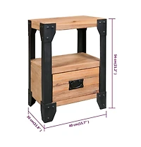 Nightstand Brushed Acacia Wood Solid Acacia Wood