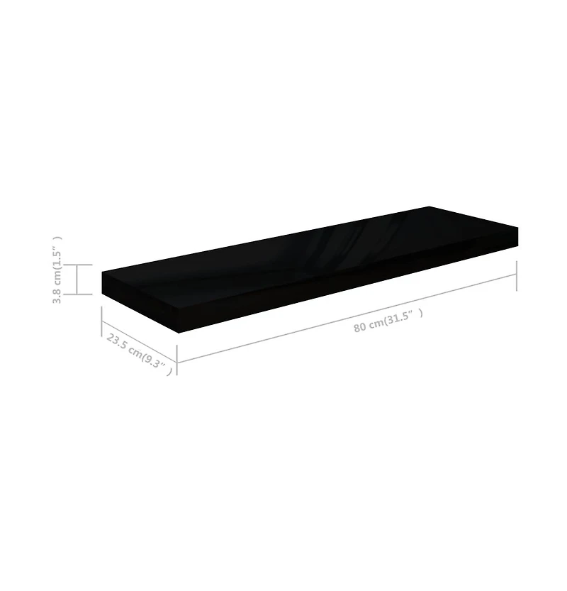 Floating Wall Shelves 4 pcs High Gloss Black 31.5"x9.3"x1.5" Mdf