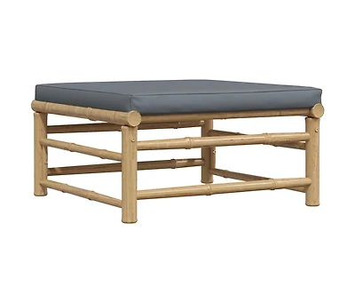 vidaXL Patio Footrest with Dark Gray Cushion Bamboo