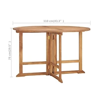 vidaXL Folding Patio Dining Table 43.3"x29.5" Solid Wood Teak